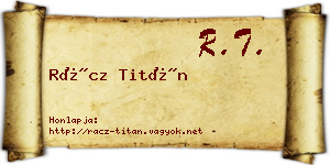 Rácz Titán névjegykártya